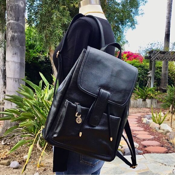 BACKPACK BLACK PEBBLE LEATHER SCHOOL WORK OFFICE TRAVEL main image 8